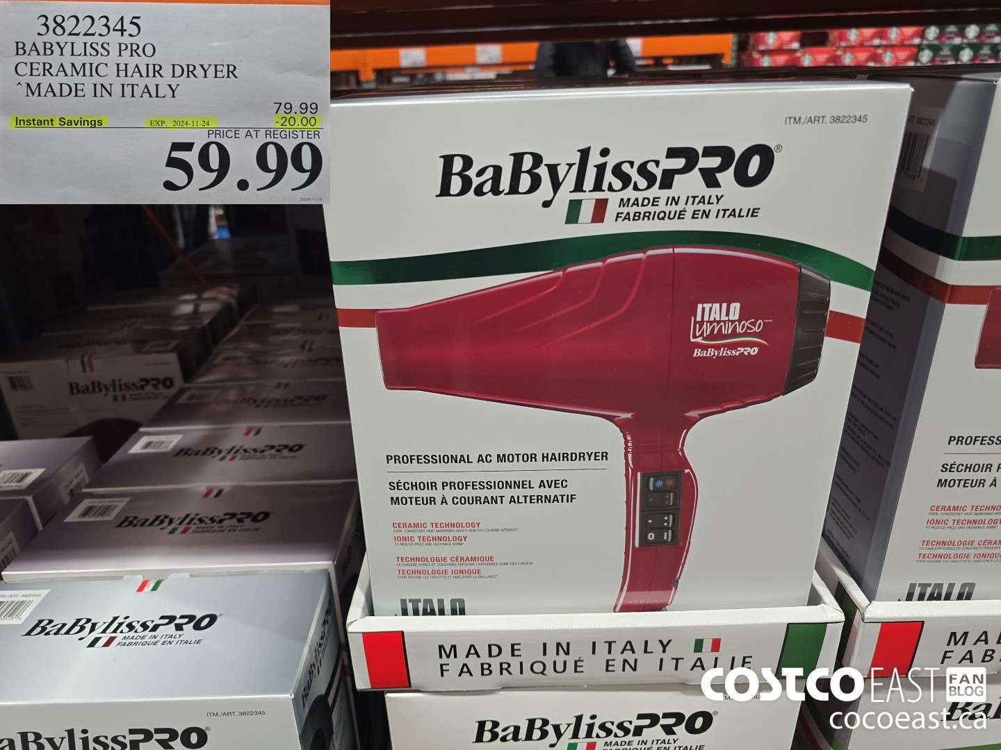 3822345 BABYLISS PRO CERAMIC HAIR DRYER MADE IN ITALY ($20.00 INSTANT SAVINGS EXPIRES ON 2024-11-24) $59.99