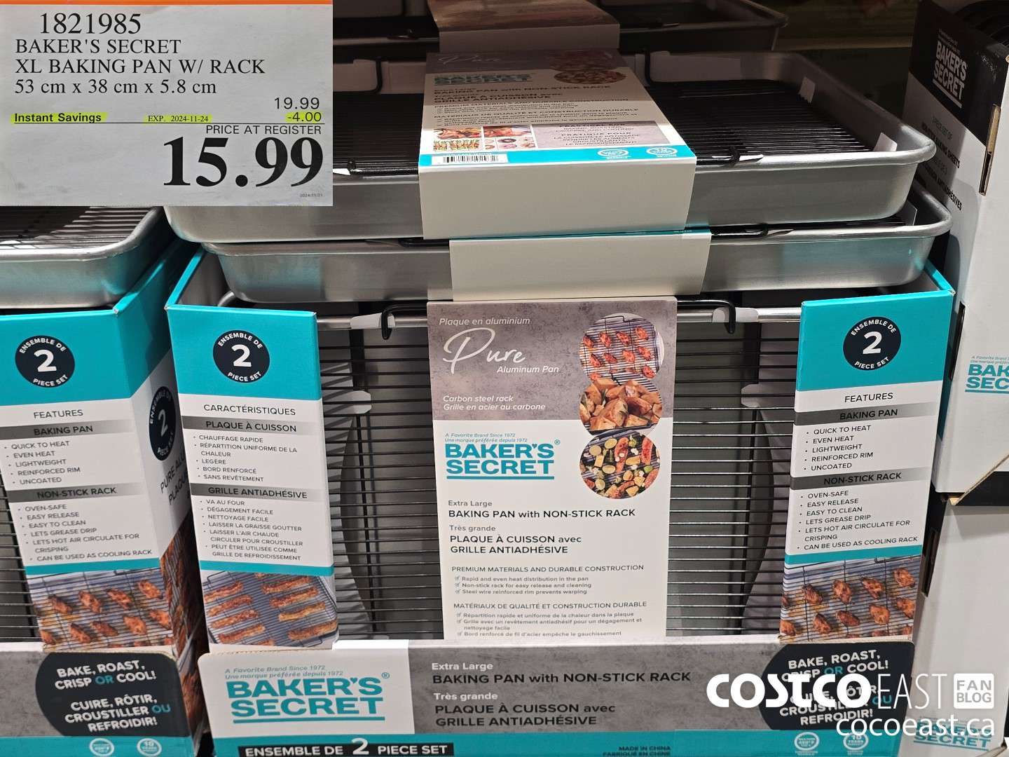 1821985 BAKER'S SECRET XL BAKING PAN W/ RACK 53cm x 38cm x 5.8 cm ($4.00 INSTANT SAVINGS EXPIRES ON 2024-11-24) $15.99