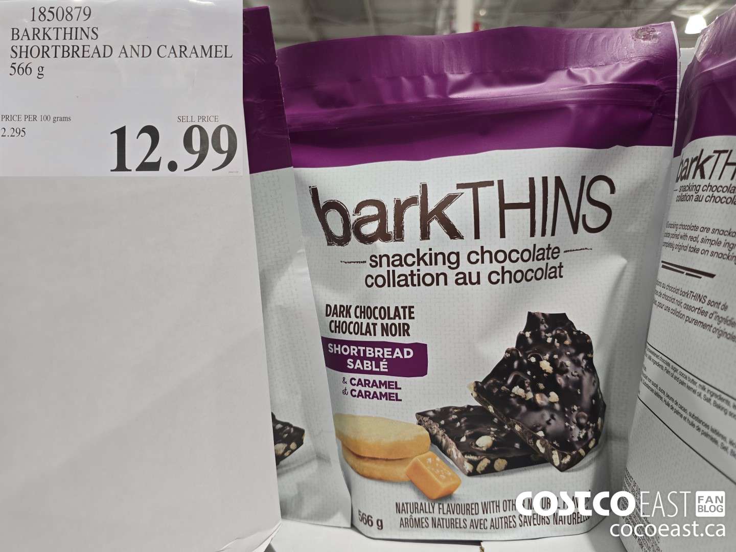 1850879 BARKTHINS SHORTBREAD AND CARAMEL 566 g $12.99