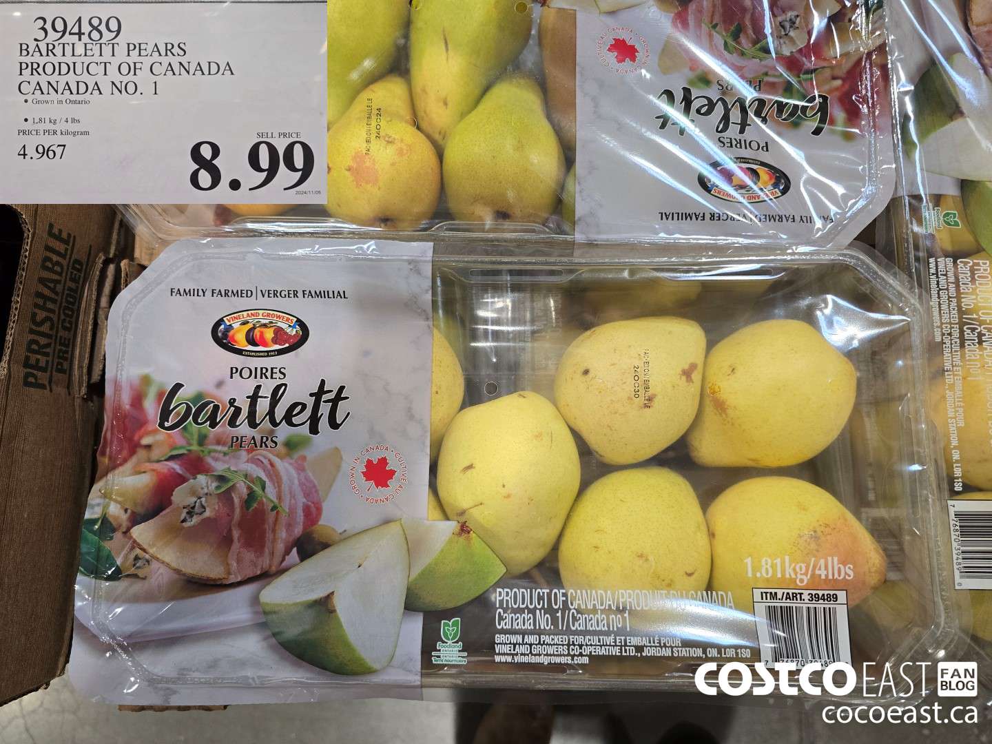 39489 BARTLETT PEARS PRODUCT OF CANADA CANADA NO.1 NO.1 $8.99