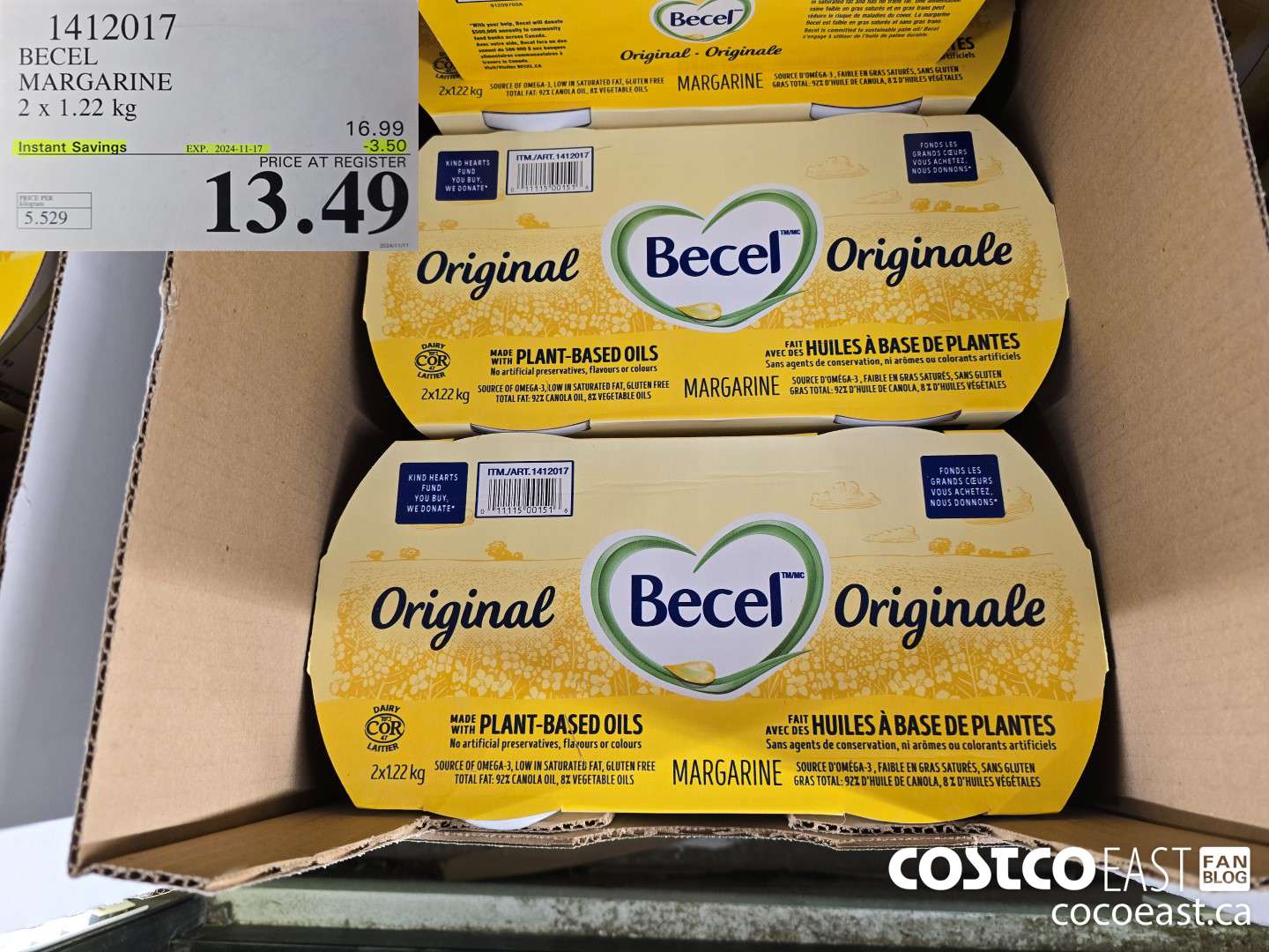 1412017 BECEL MARGARINE 2 X 1.22 KG ($3.50 INSTANT SAVINGS EXPIRES ON 2024-11-17) $13.49
