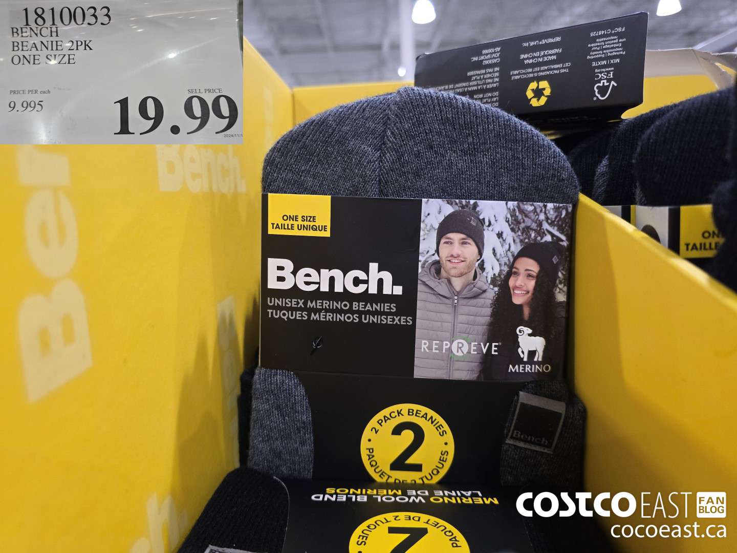 1810033 BENCH BEANIE 2PK ONE SIZE $19.99