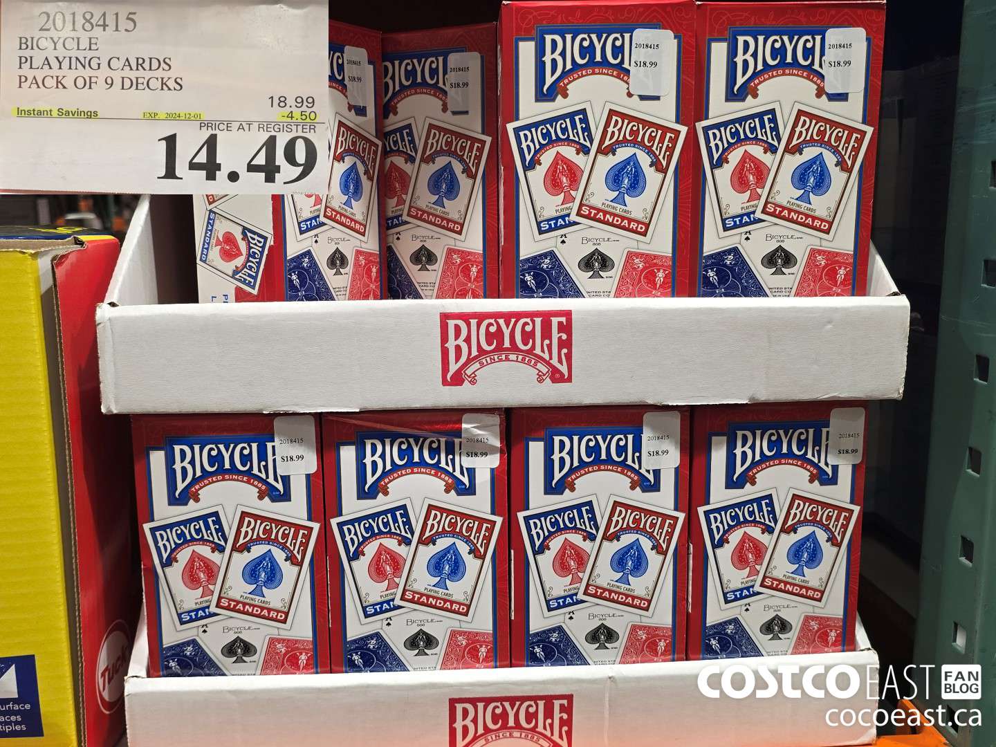 2018415 BICYCLE PLAYING CARDS PACK OF 9 DECKS ($4.50 INSTANT SAVINGS EXPIRES ON 2024-12-01) $14.49