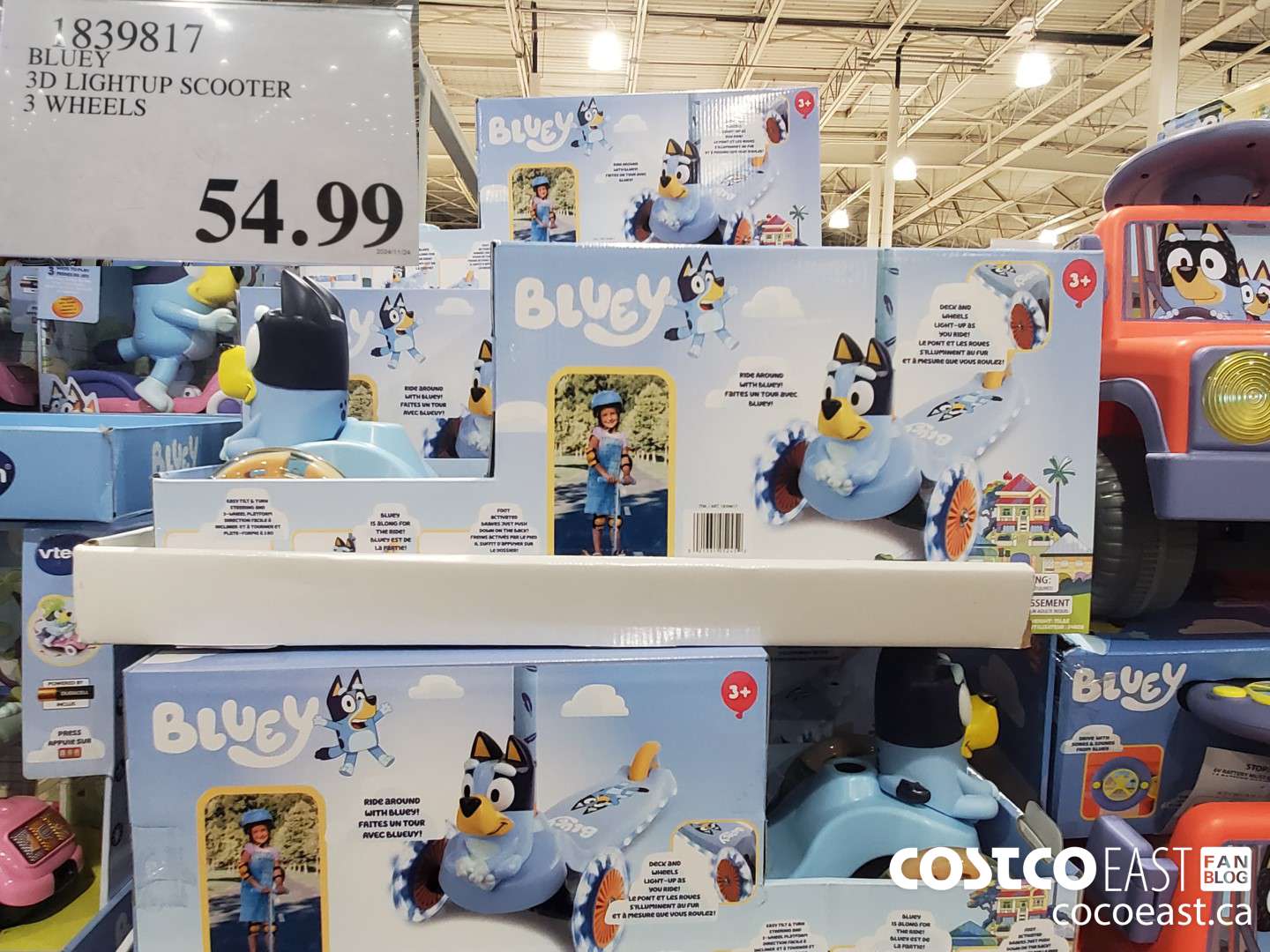 1839817 BLUEY 3D LIGHTUP SCOOTER 3 WHEELS $54.99