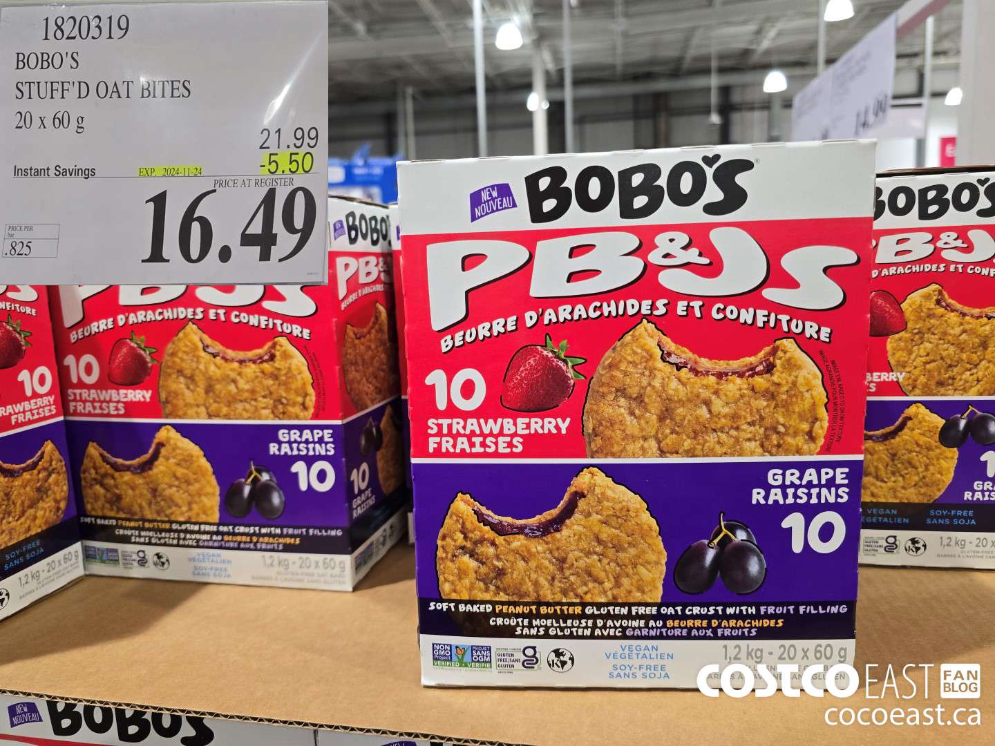 1820319 BOBO'S STUFF'D OAT BITES 20 x 60 g ($5.50 INSTANT SAVINGS EXPIRES ON 2024-11-24) $16.49