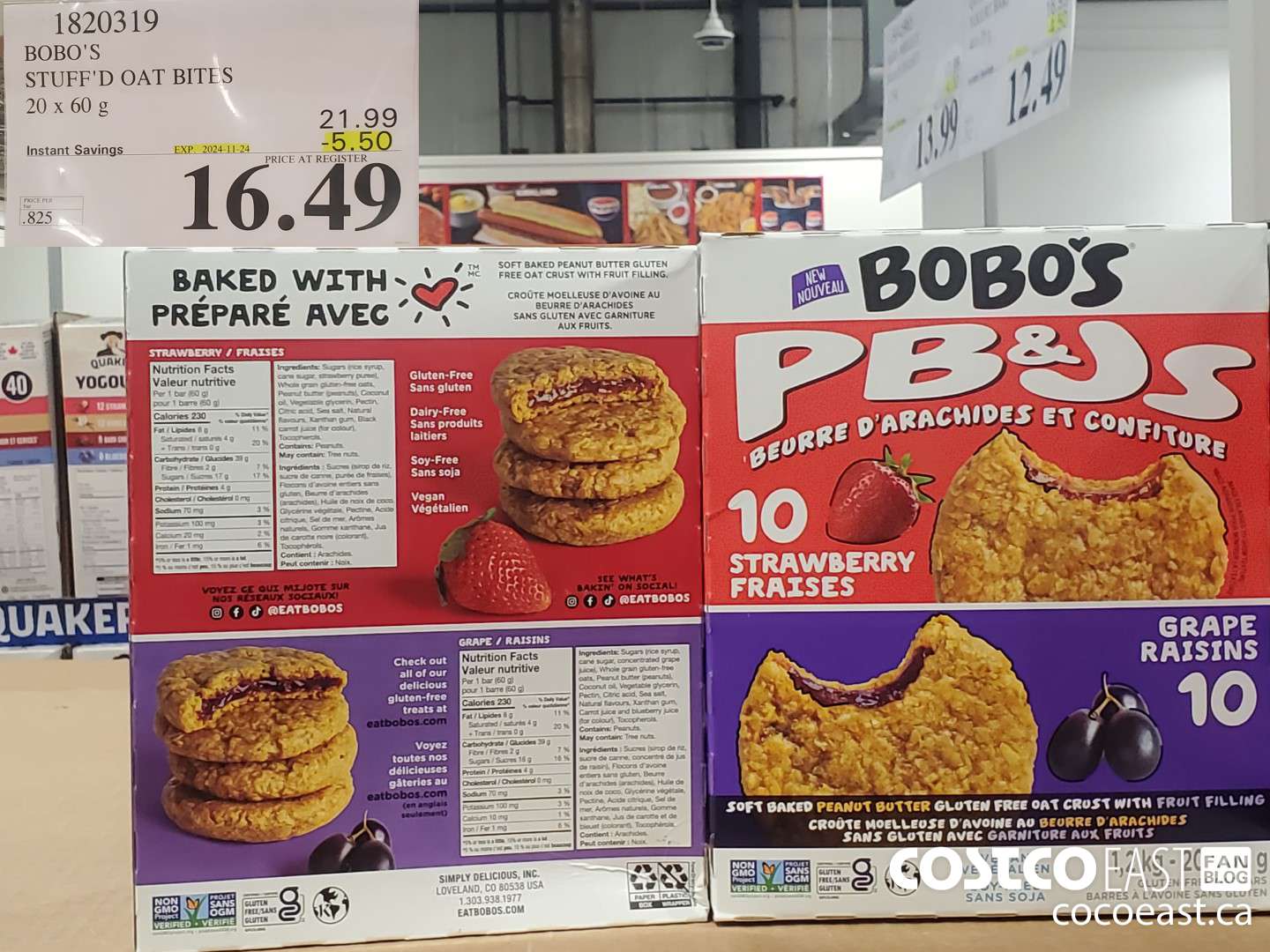 1820319 BOBO'S STUFF'D OAT BITES 20 x 60 g ($5.50 INSTANT SAVINGS EXPIRES ON 2024-11-24) $16.49