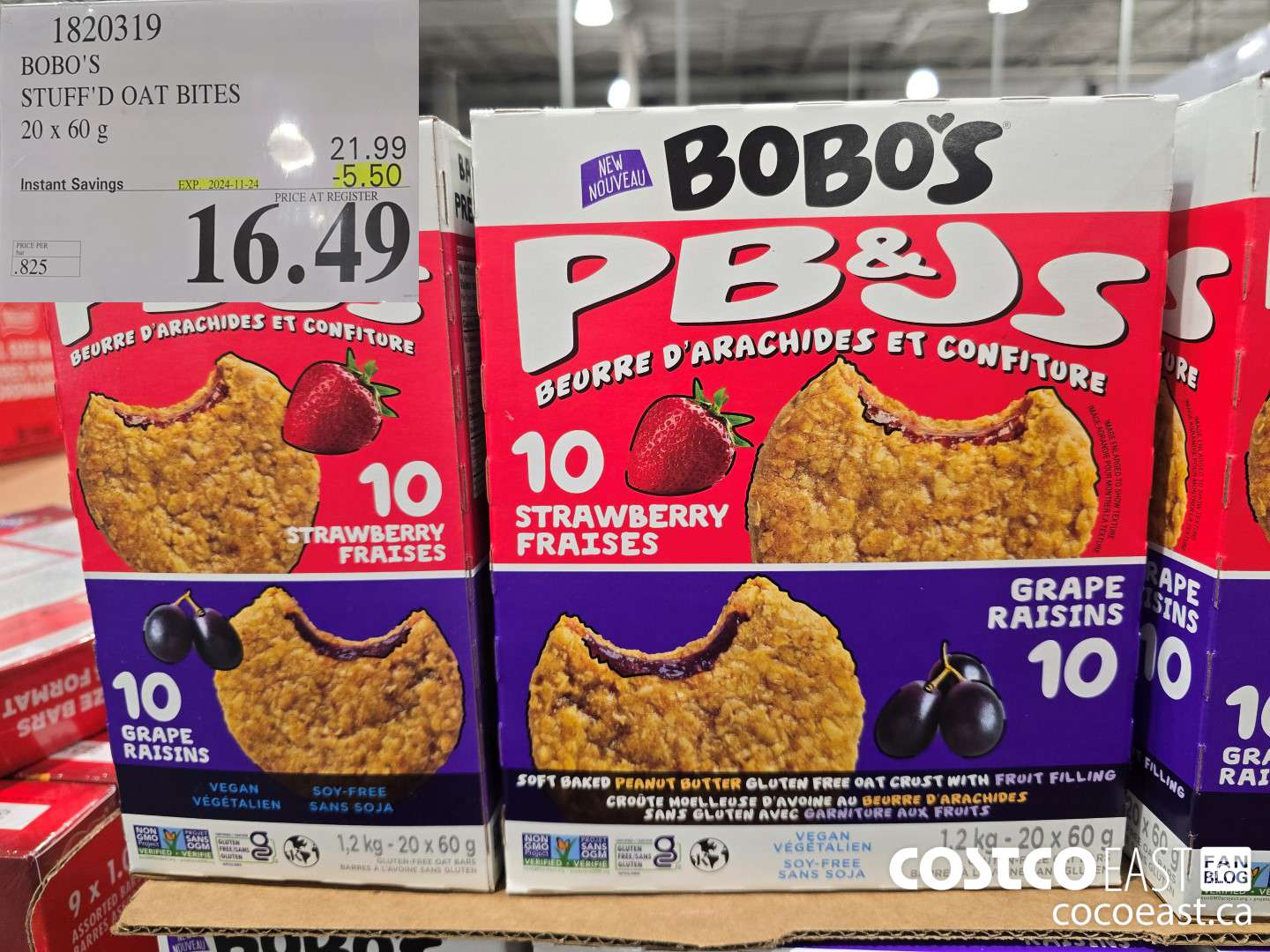1820319 BOBO'S STUFF'D OAT BITES 20 x 60 g ($5.50 INSTANT SAVINGS EXPIRES ON 2024-11-24) $16.49