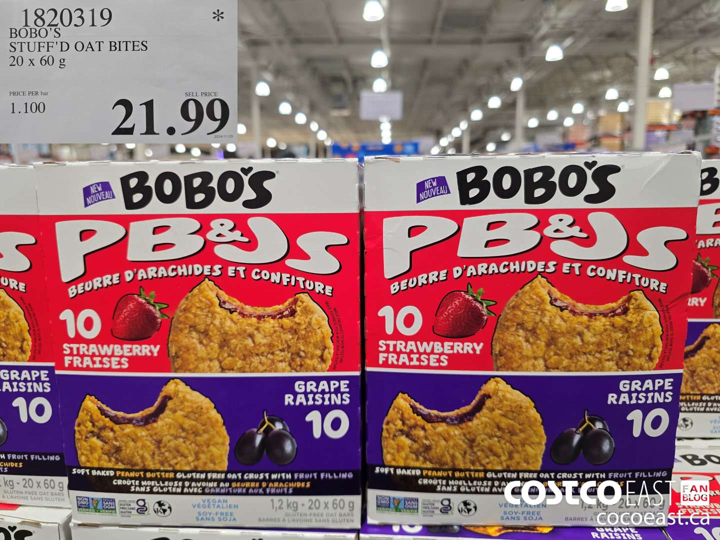 1820319 BOBO'S STUFF'D OAT BITES 20 x 60 g $21.99