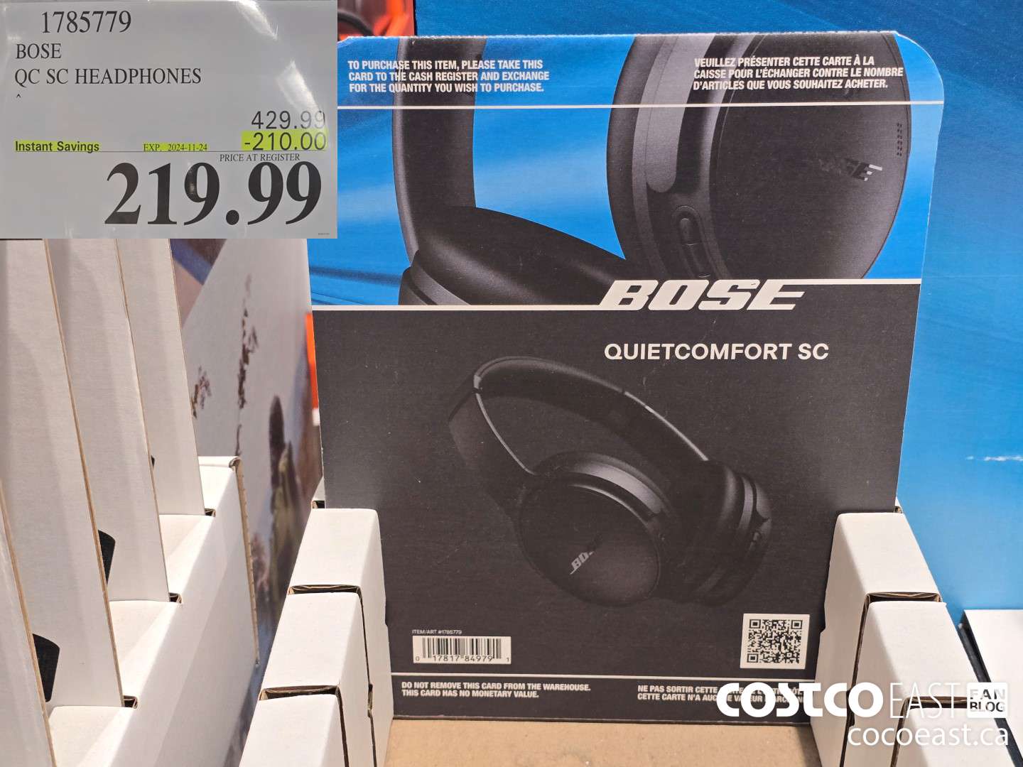 1785779 BOSE QC SC HEADPHONES ($210.00 INSTANT SAVINGS EXPIRES ON 2024-11-24) $219.99
