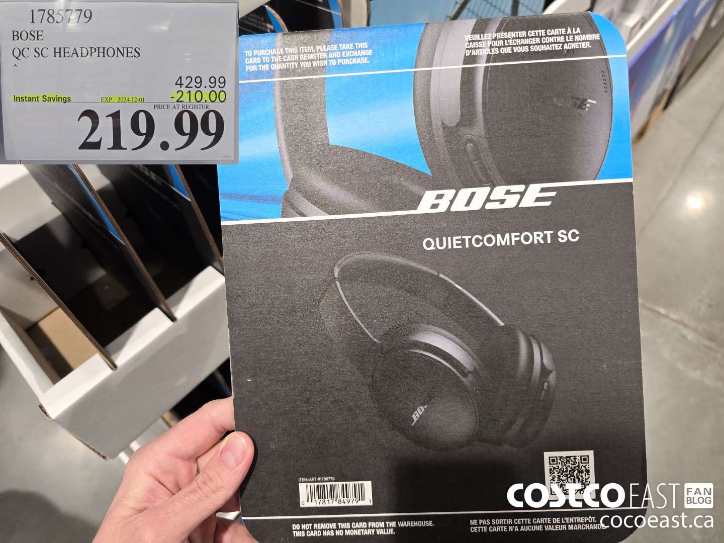 1785779 BOSE QC SC HEADPHONES ($210.00 INSTANT SAVINGS EXPIRES ON 2024-12-01) $219.99