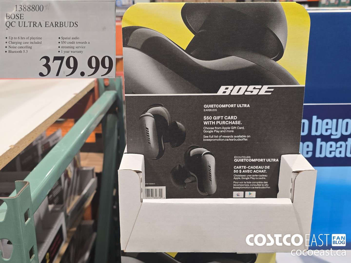 1388300 BOSE QC ULTRA EARBUDS $379.99