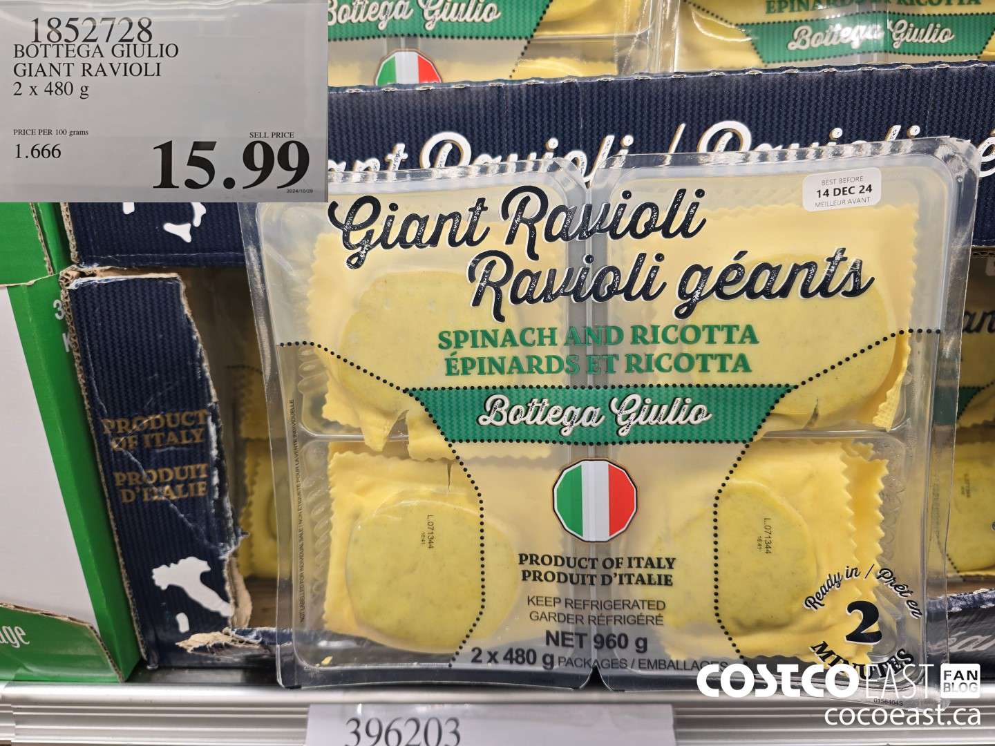 1852728 BOTTEGA GIULIO GIANT RAVIOLI 2 x 480 g $15.99