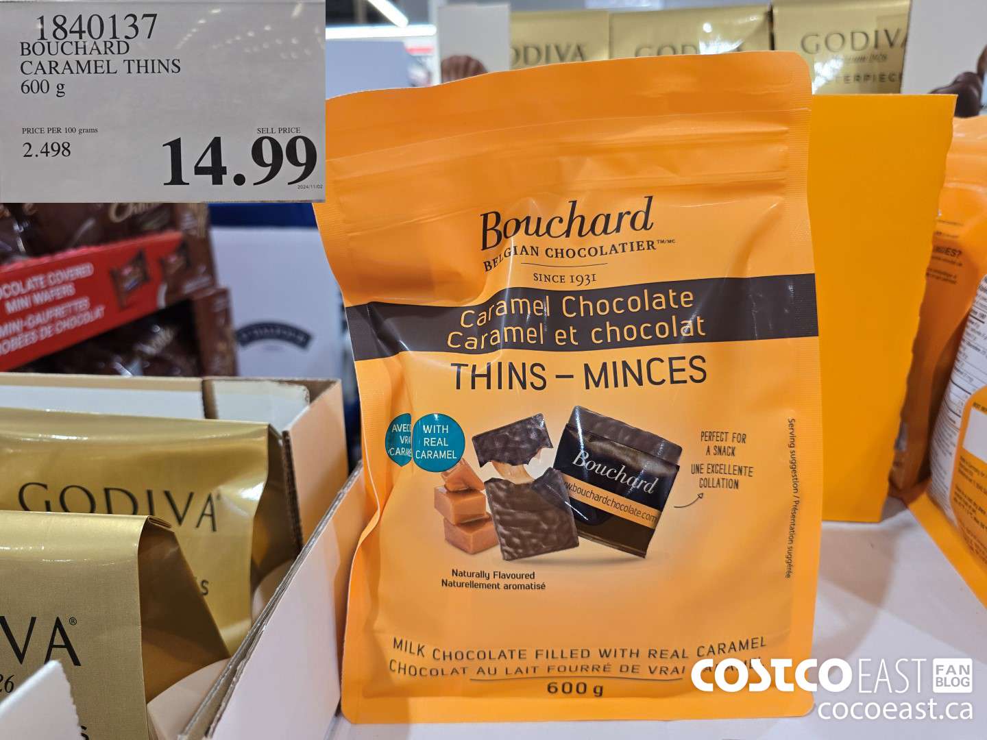 1840137 BOUCHARD CARAMEL CHOCOLATE THINS 600 g $14.99