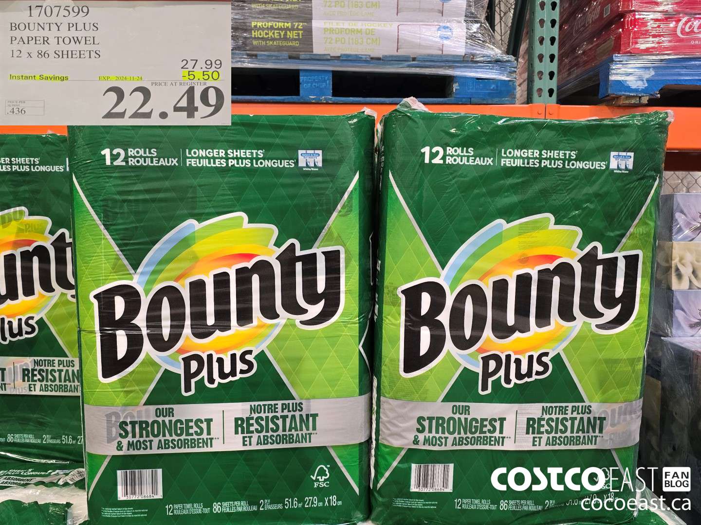 1707599 BOUNTY PLUS PAPER TOWEL 12 x 86 sheets ($5.50 INSTANT SAVINGS EXPIRES ON 2024-11-24) $22.49