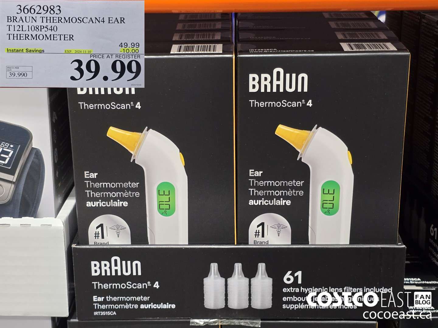3662983 BRAUN THERMOSCAN4 EAR TI2L108P540 THERMOMETER ($10.00 INSTANT SAVINGS EXPIRES ON 2024-11-10) $39.99