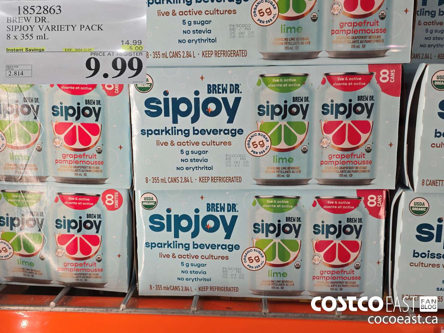 1852863 BREW DR. SIPJOY VARIETY PACK 8 x 355 mL ($5.00 INSTANT SAVINGS EXPIRES ON 2024-11-03) $9.99
