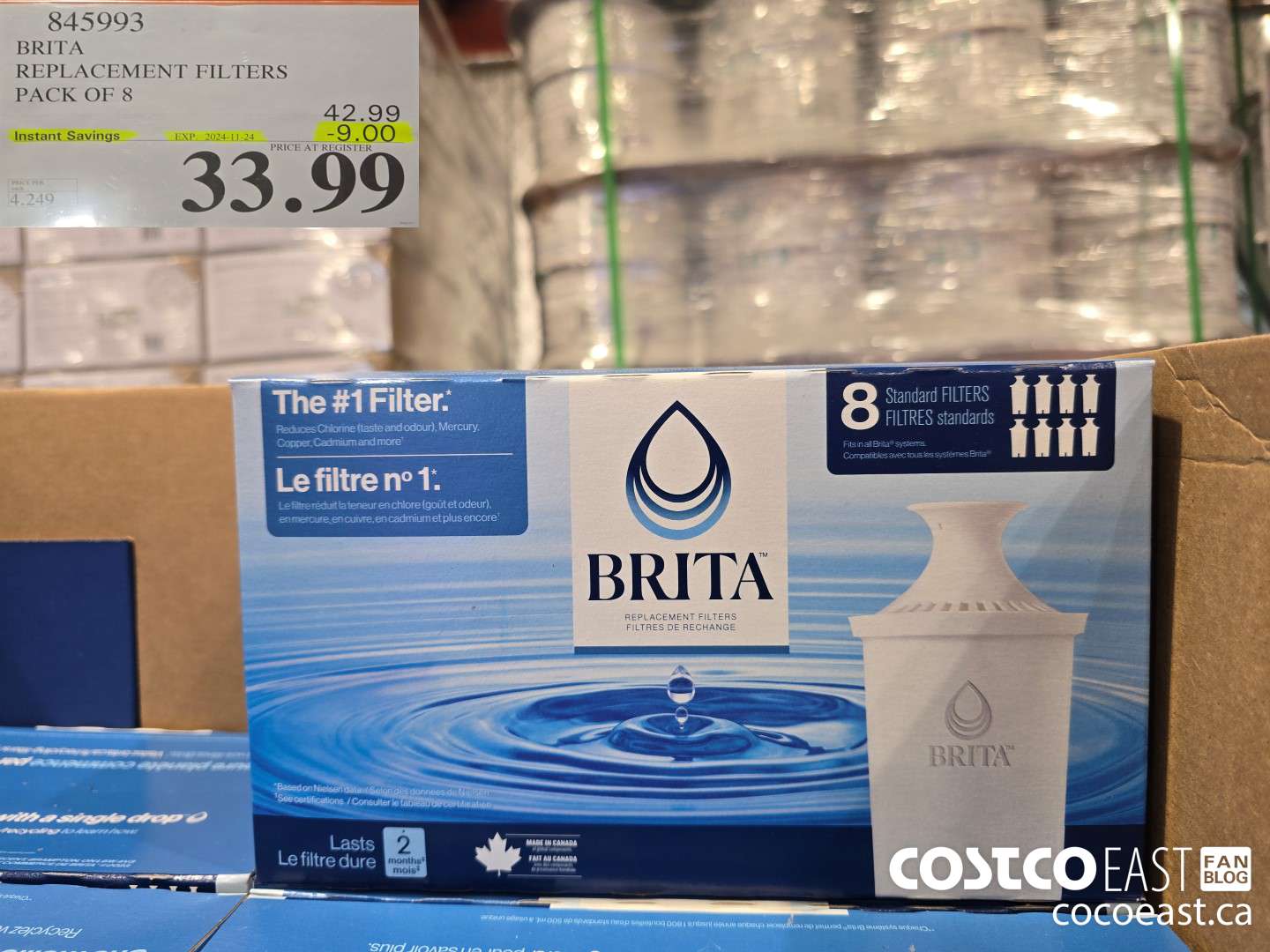 845993 BRITA REPLACEMENT FILTERS PACK OF 8  ($9.00 INSTANT SAVINGS EXPIRES ON 2024-11-24) $33.99