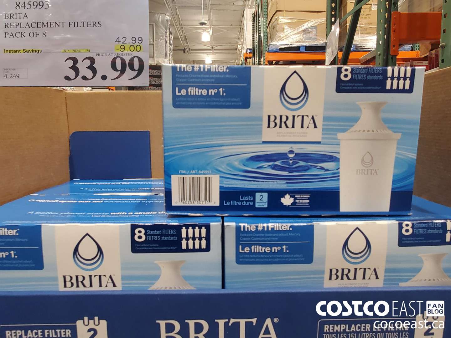845995 BRITA REPLACEMENT FILTERS PACK OF 8  ($9.00 INSTANT SAVINGS EXPIRES ON 2024-11-24) $33.99