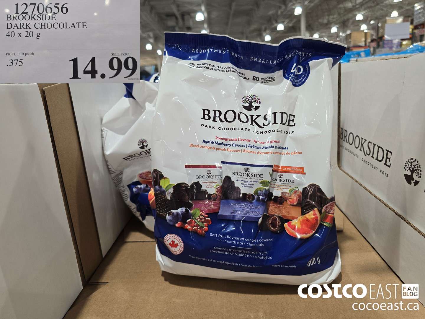 1270656 BROOKSIDE DARK CHOCOLATE 40 x 20 g $14.99