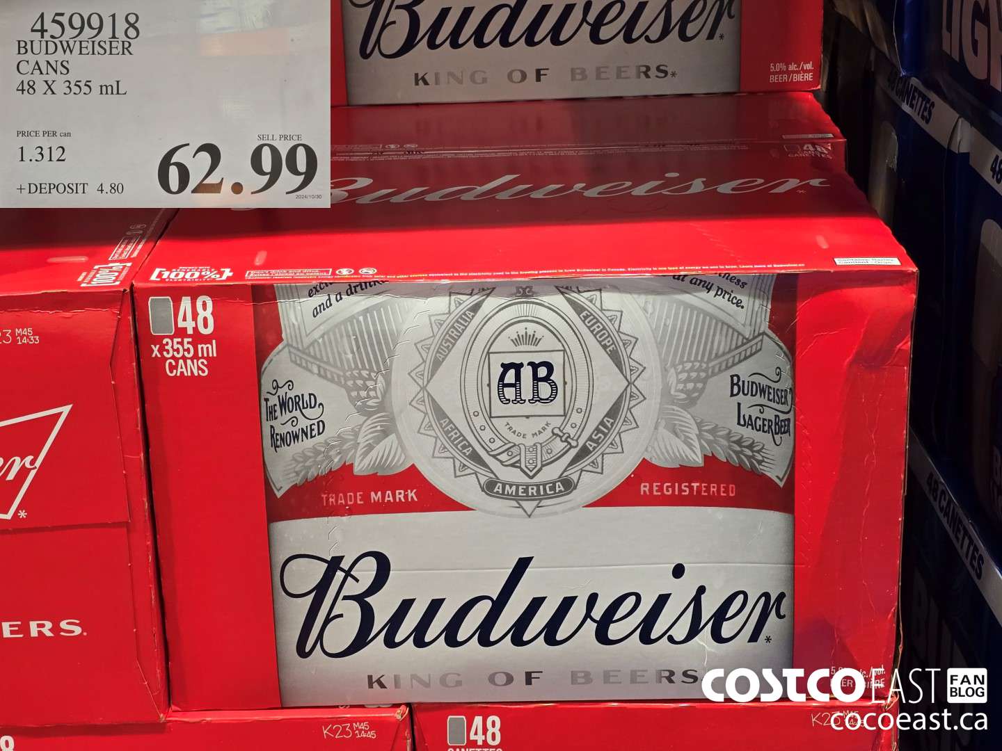 459918 BUDWEISER CANS 48 X 355 ML $62.99