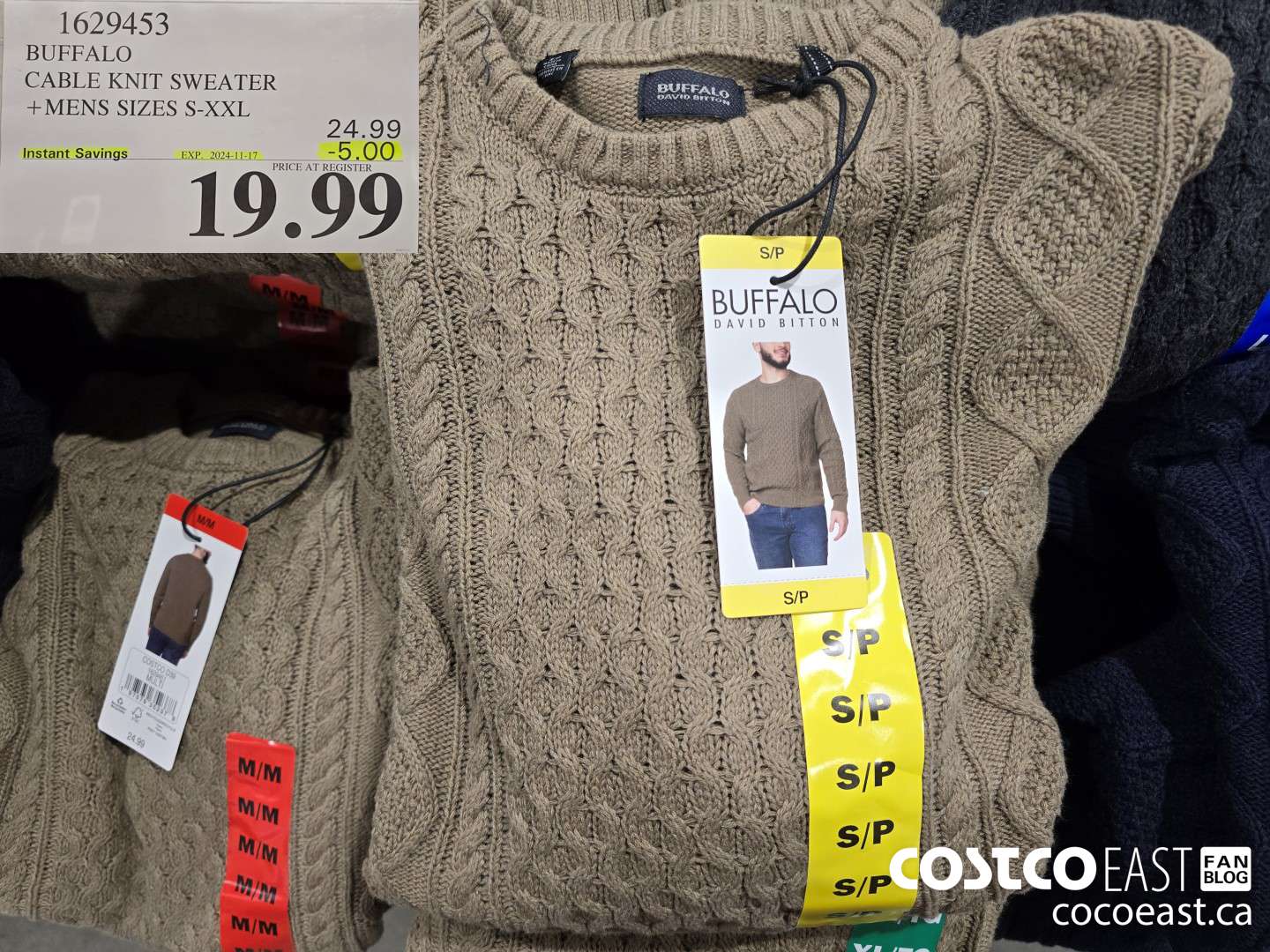 1629453 BUFFALO CABLE KNIT SWEATER +MENS SIZES S-XXL ($5.00 INSTANT SAVINGS EXPIRES ON 2024-11-17) $19.99