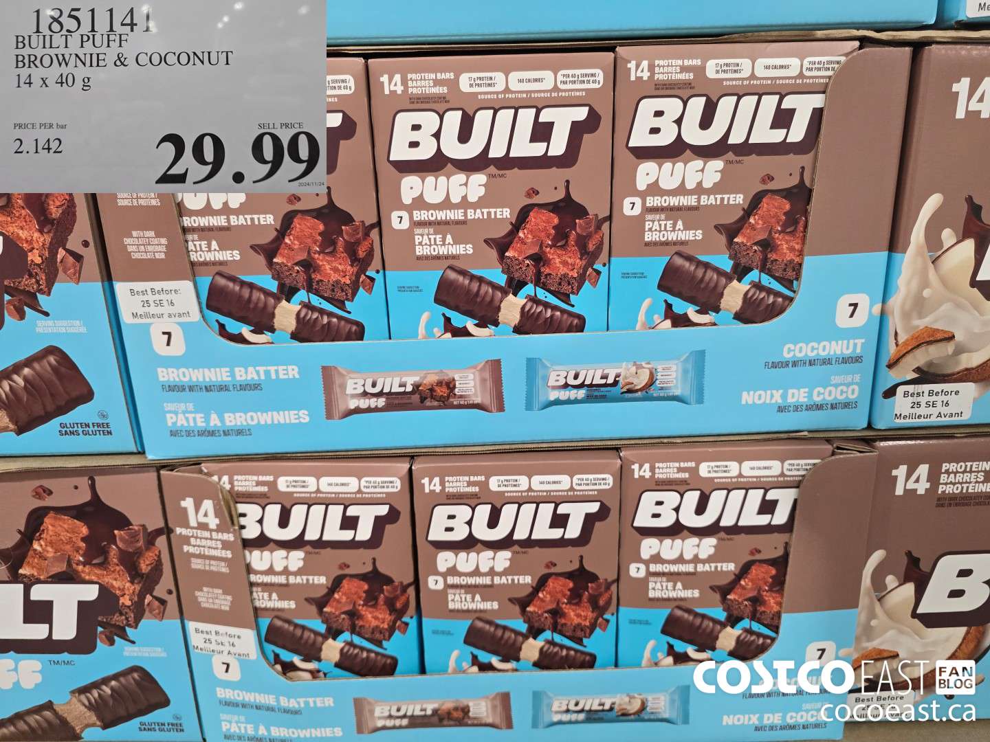 1851141 BUILT PUFF BAR BROWNIE & COCONUT 14 x 40 G $29.99
