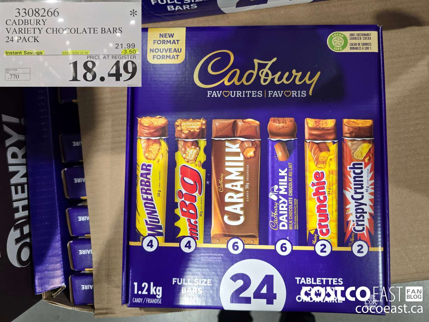 3308266 CADBURY VARIETY CHOCOLATE BARS 24 PACK ($3.50 INSTANT SAVINGS EXPIRES ON 2024-11-18) $18.49