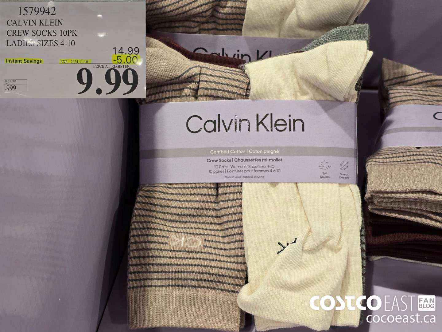1579942 CALVIN KLEIN CREW SOCK 10PK LADIES SIZES 4-10 ($5.00 INSTANT SAVINGS EXPIRES ON 2024-11-10) $9.99