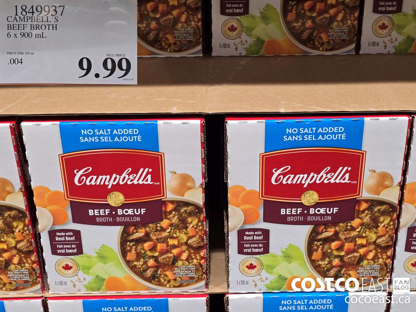 1849937 CAMPBELL'S BEEF BROTH 6 x 900 mL $9.99