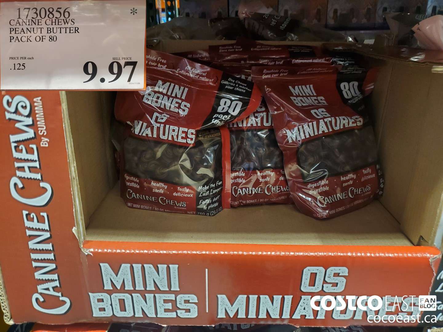 1730856 CANINE CHEWS PEANUT BUTTER PACK OF 80 $9.97