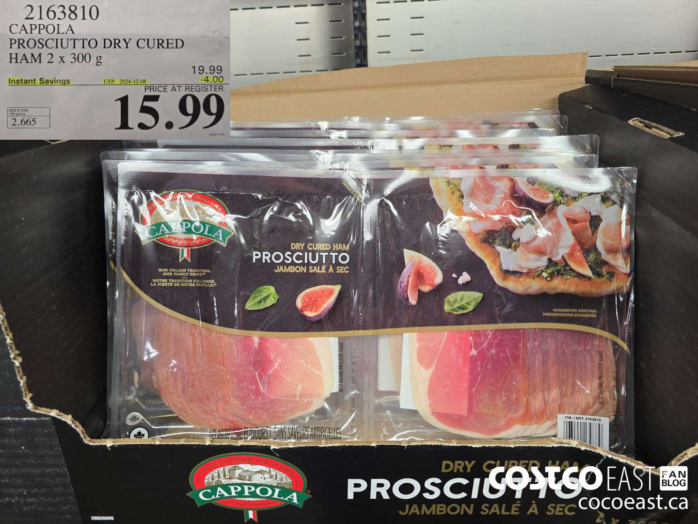 2163810 CAPPOLA PROSCIUTTO DRY CURED HAM 2 x 300 g ($4.00 INSTANT SAVINGS EXPIRES ON 2024-12-08) $15.99