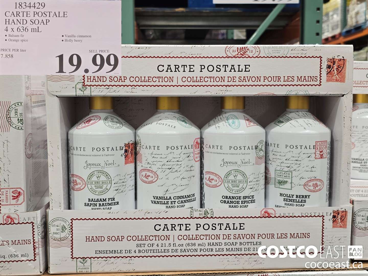 1834429 CARTE POSTALE HAND SOAP 4 x 636 mL $19.99