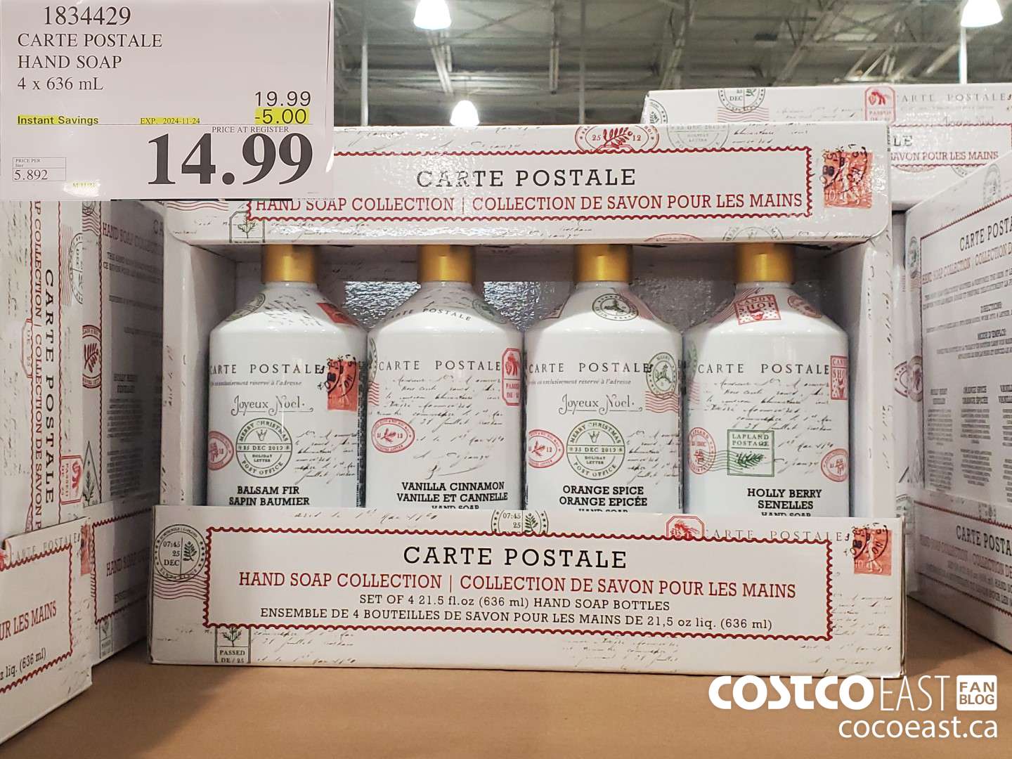 1834429 CARTE POSTALE HAND SOAP 4 x 636 mL ($5.00 INSTANT SAVINGS EXPIRES ON 2024-11-24) $14.99