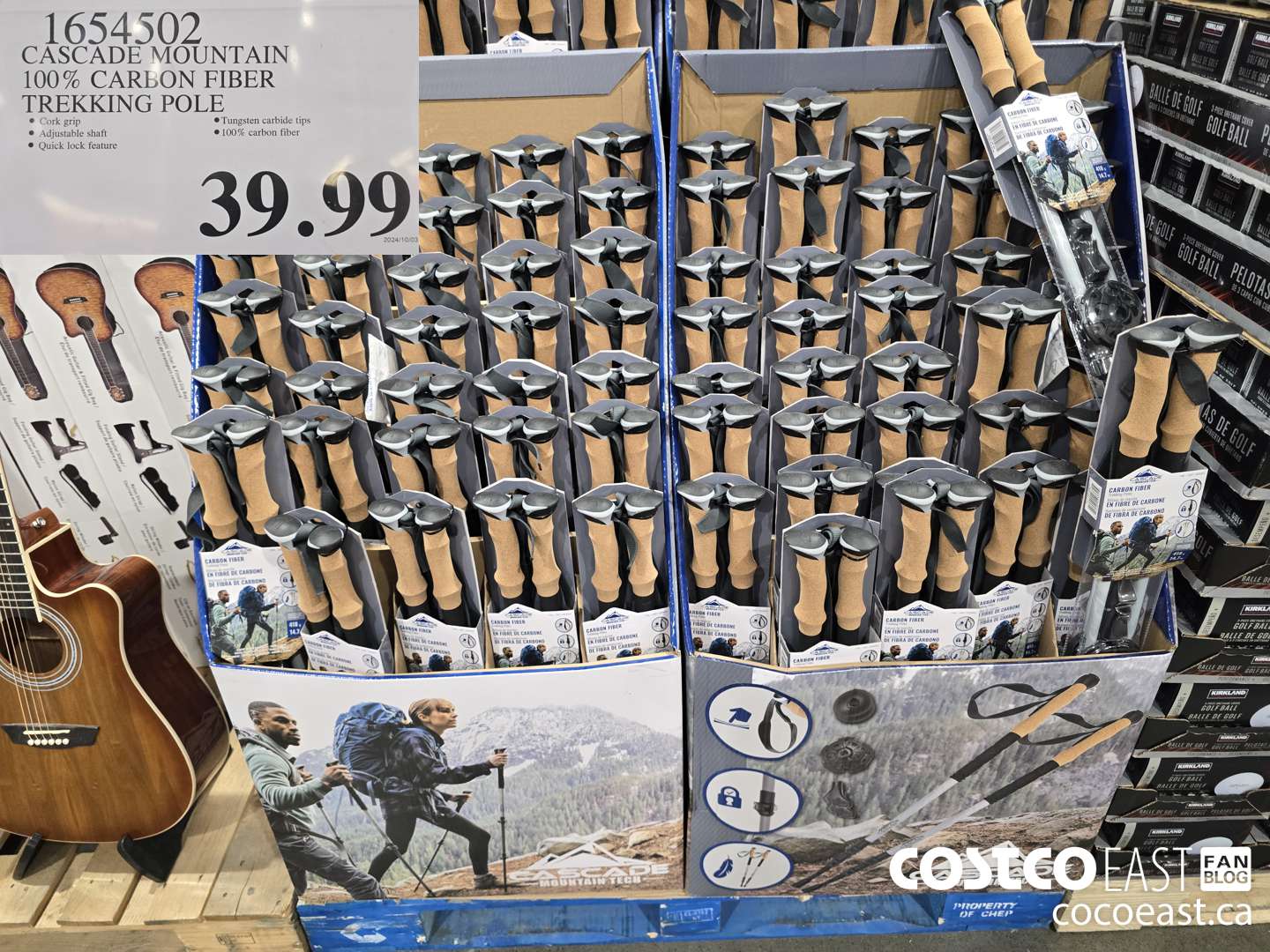 1654502 CASCADE MOUNTAIN 100% CARBON FIBRE TREKKING POLE $39.99