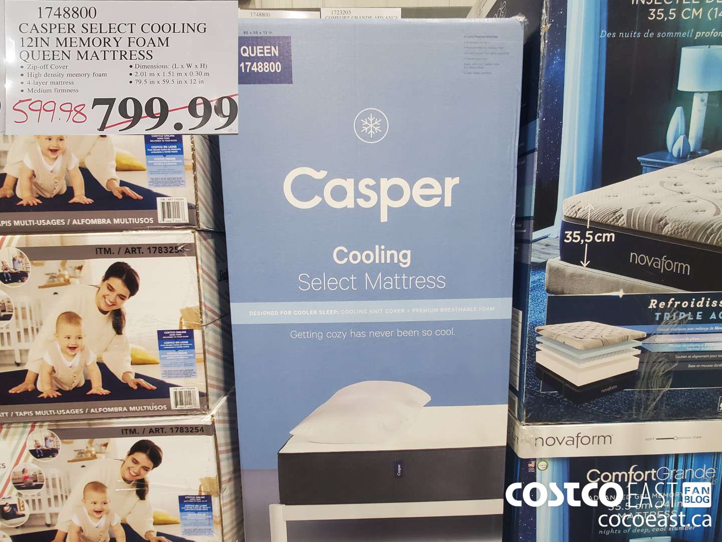 1748800 CASPER SELECT COOLING 12IN MEMORY FOAM QUEEN MATTRESS $599.98