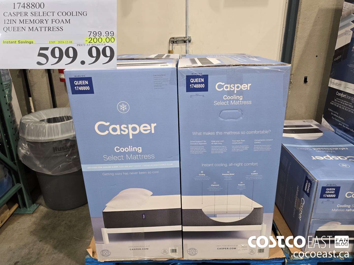 1748800 CASPER SELECT COOLING 12IN MEMORY FOAM QUEEN MATTRESS ($200.00 INSTANT SAVINGS EXPIRES ON 2024-12-08) $599.99