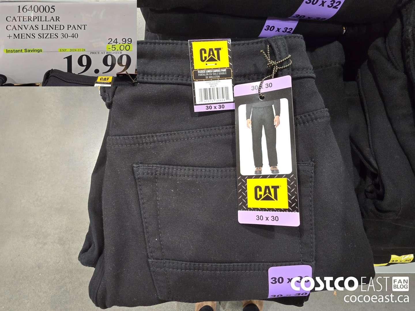 1640005 CATERPILLAR FLEECE LINED PANT +MENS SIZES 30-40 ($5.00 INSTANT SAVINGS EXPIRES ON 2022-11-24) $19.99