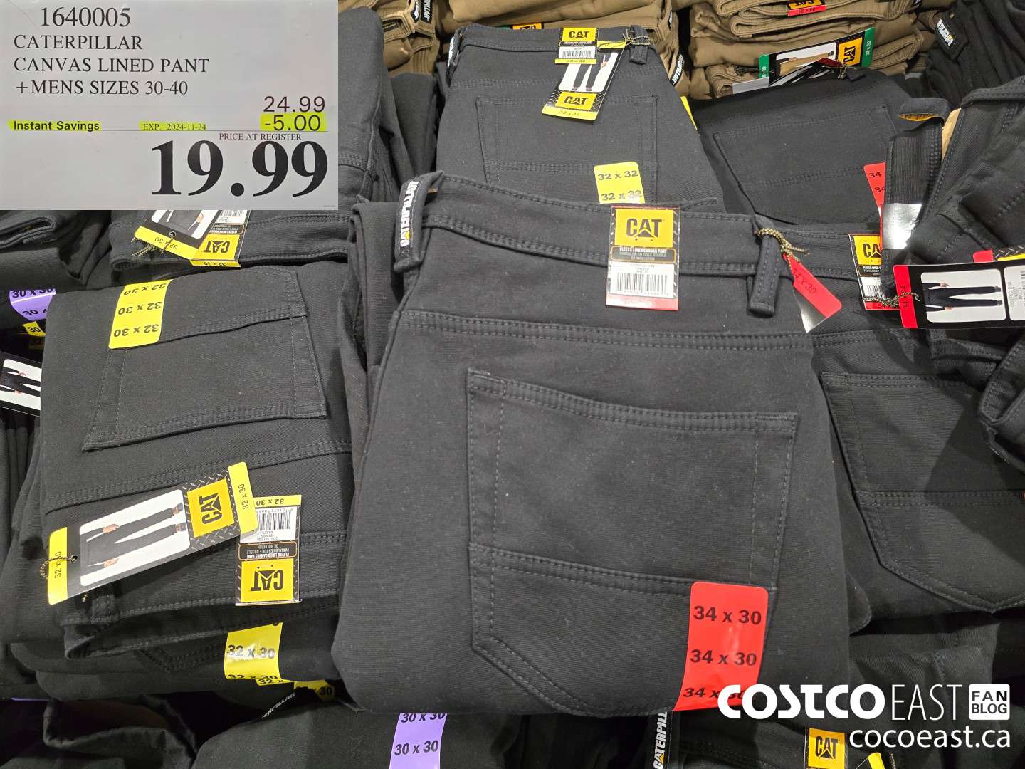 1640005 CATERPILLAR FLEECE LINED PANT +MENS SIZES 30-40 ($5.00 INSTANT SAVINGS EXPIRES ON 2022-11-24) $19.99
