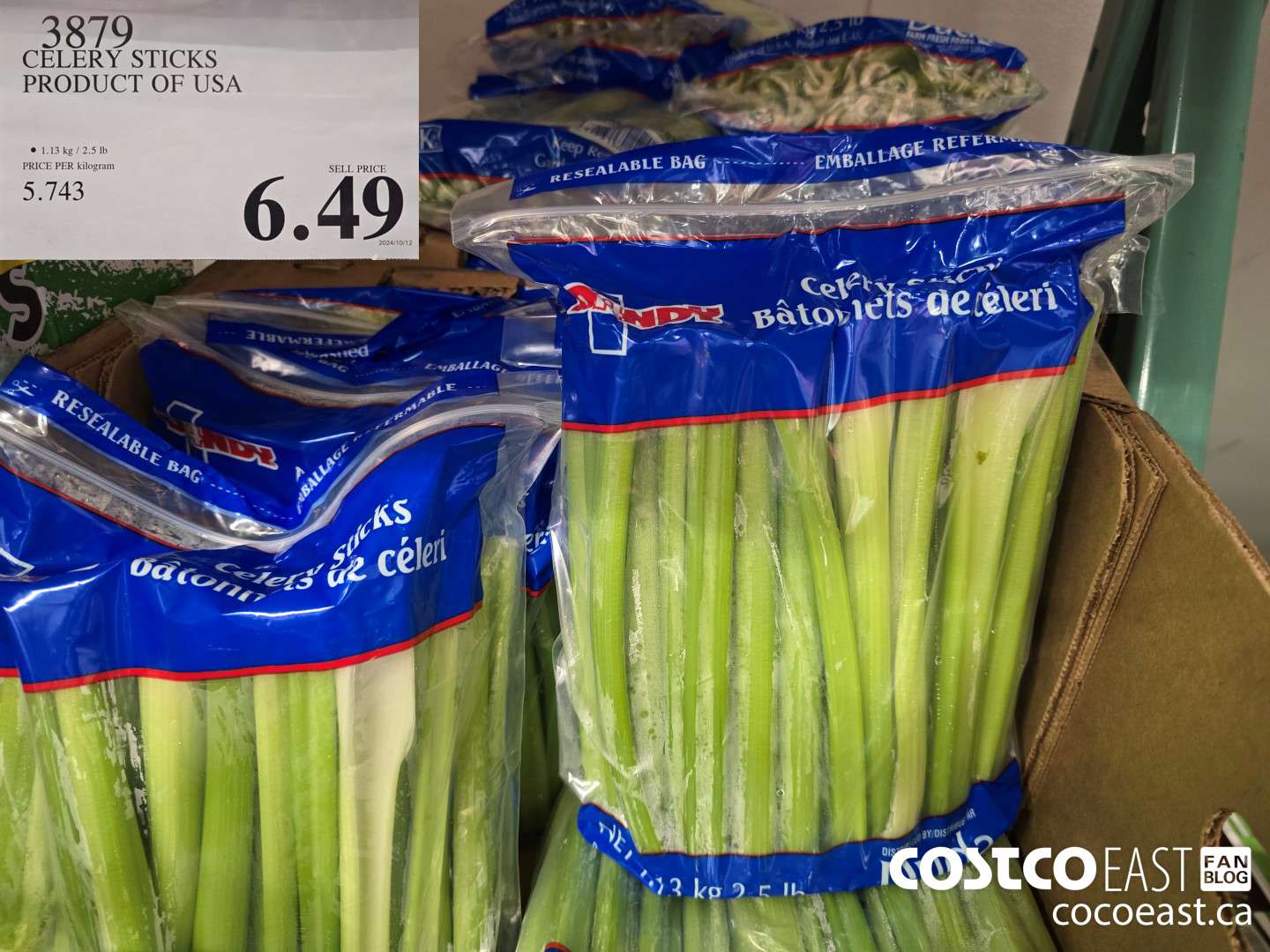 3879 CELERY STICKS PRODUCT OF USA $6.49
