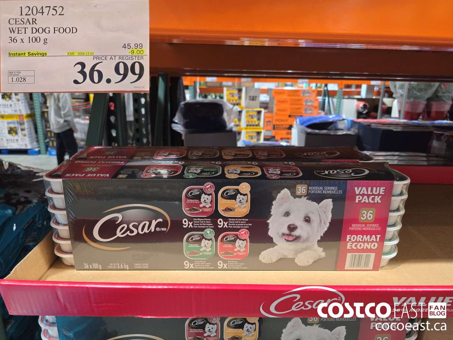 1204752 CESAR WET DOG FOOD 36 x 100 g ($9.00 INSTANT SAVINGS EXPIRES ON 2024-12-01) $36.99