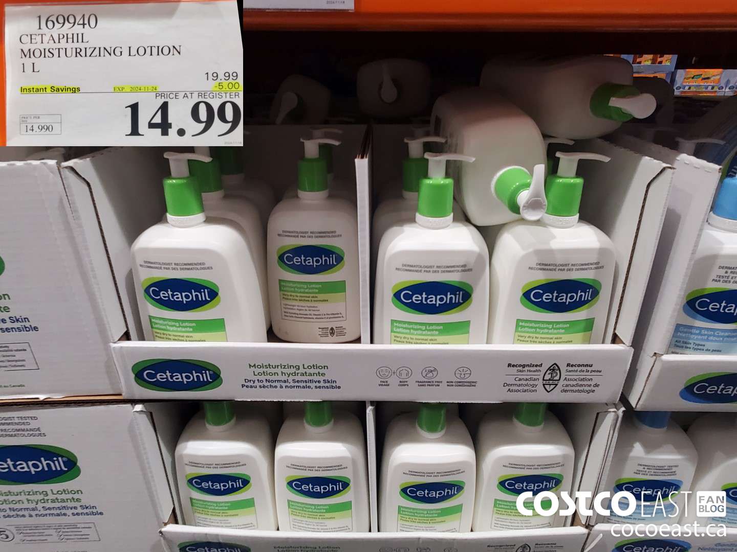 169940 CETAPHIL MOISTURIZING LOTION 1 L ($5.00 INSTANT SAVINGS EXPIRES ON 2024-11-24) $14.99