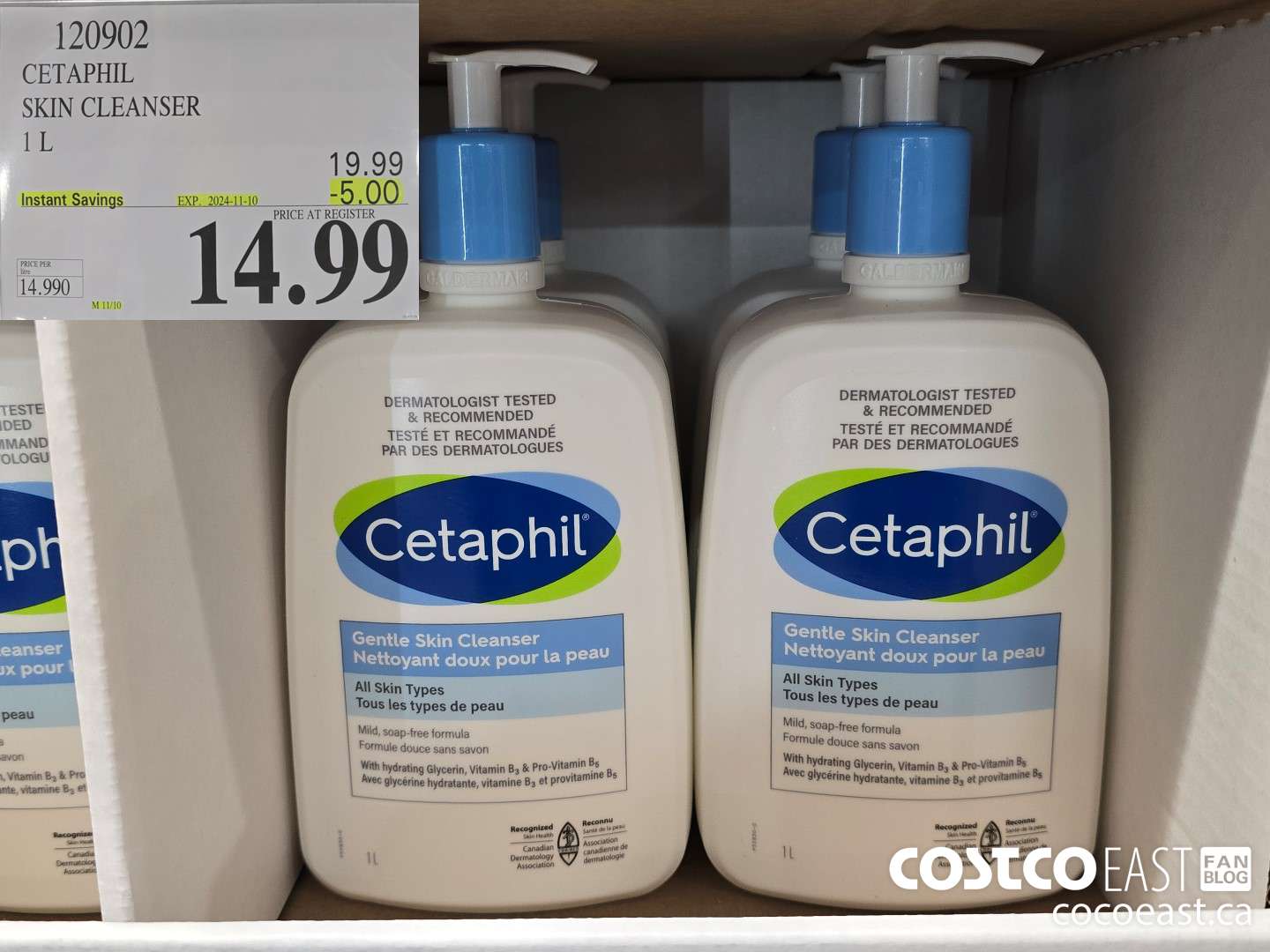 120902 CETAPHIL SKIN CLEANSER 1 L ($5.00 INSTANT SAVINGS EXPIRES ON 2024-11-10) $14.99