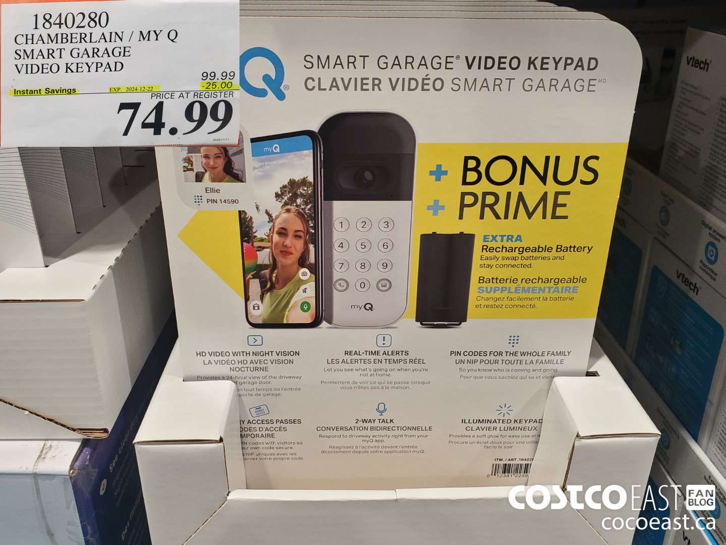 1840280 CHAMBERLAIN / MY Q SMART GARAGE VIDEO KEYPAD ($25.00 INSTANT SAVINGS EXPIRES ON 2024-12-22) $74.99