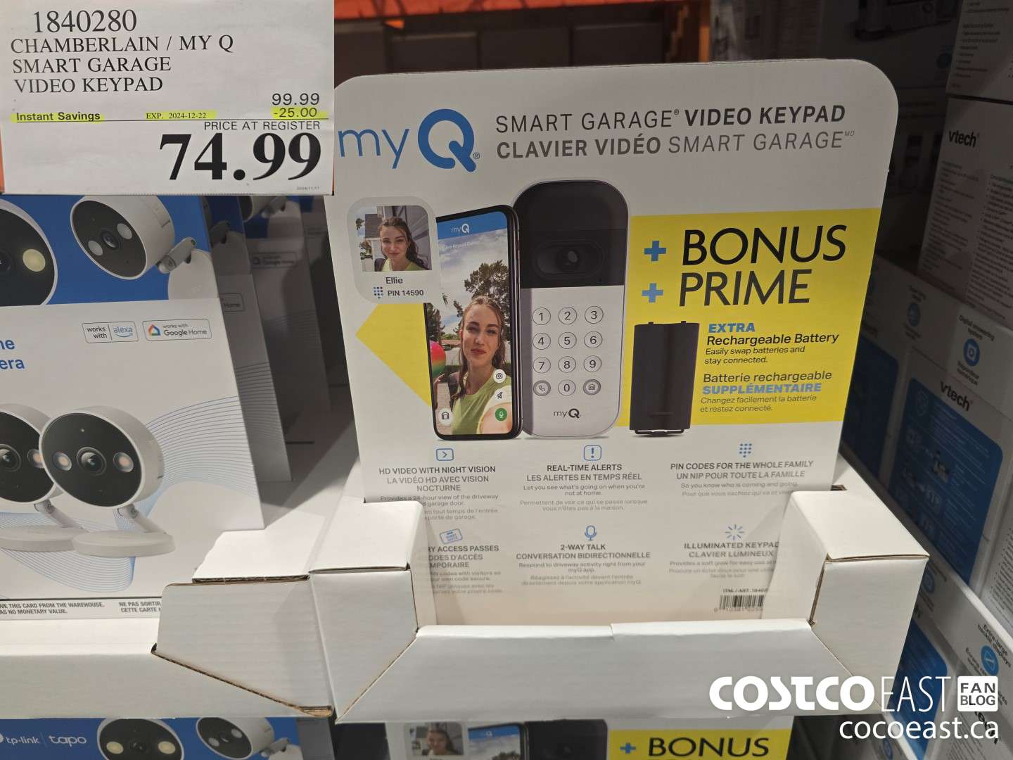 1840280 CHAMBERLAIN / MY Q SMART GARAGE VIDEO KEYPAD ($25.00 INSTANT SAVINGS EXPIRES ON 2024-12-22) $74.99