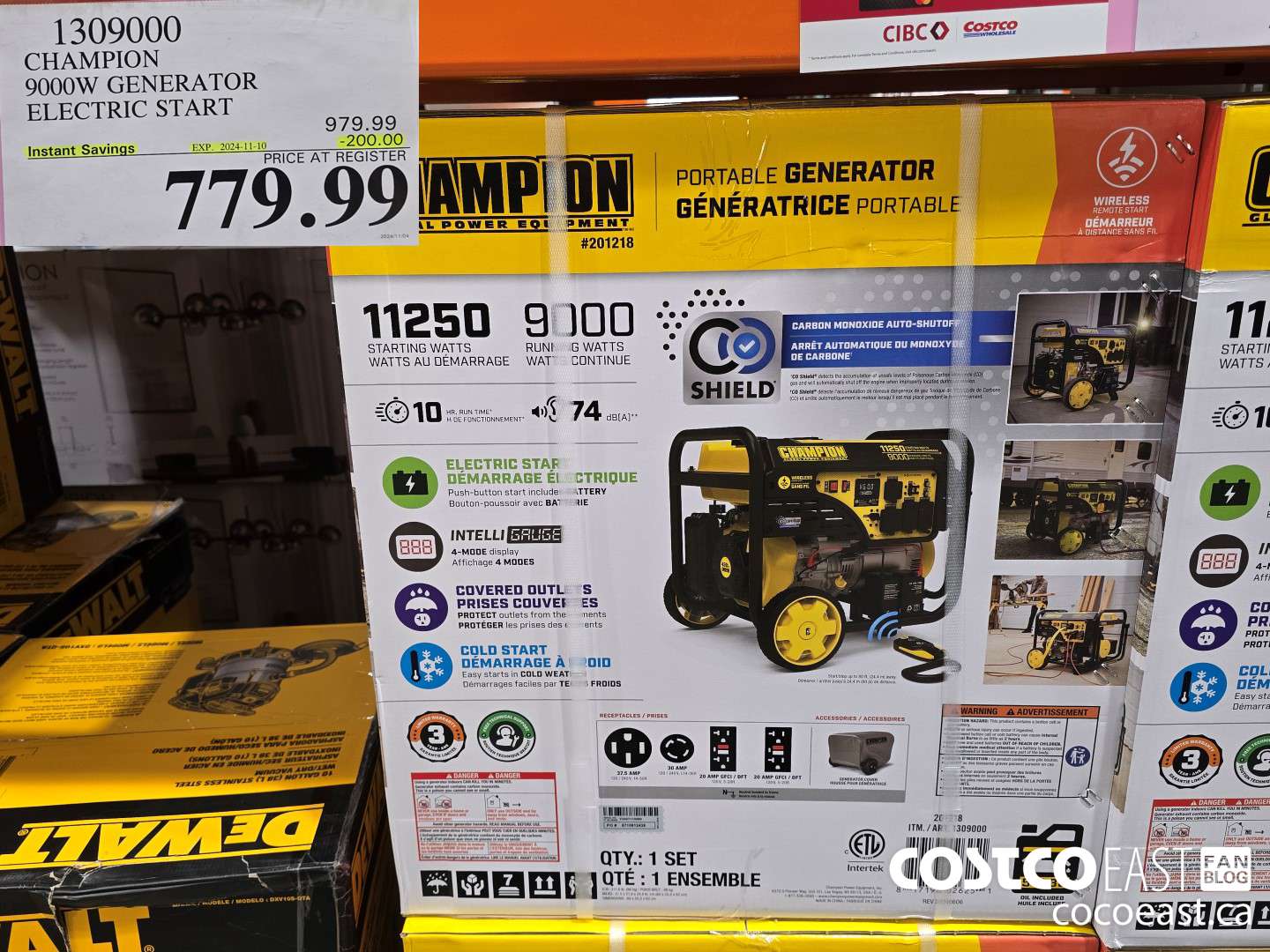 1309000 CHAMPION 9000W GENERATOR ELECTRIC START ($200.00 INSTANT SAVINGS EXPIRES ON 2024-11-10) $779.99