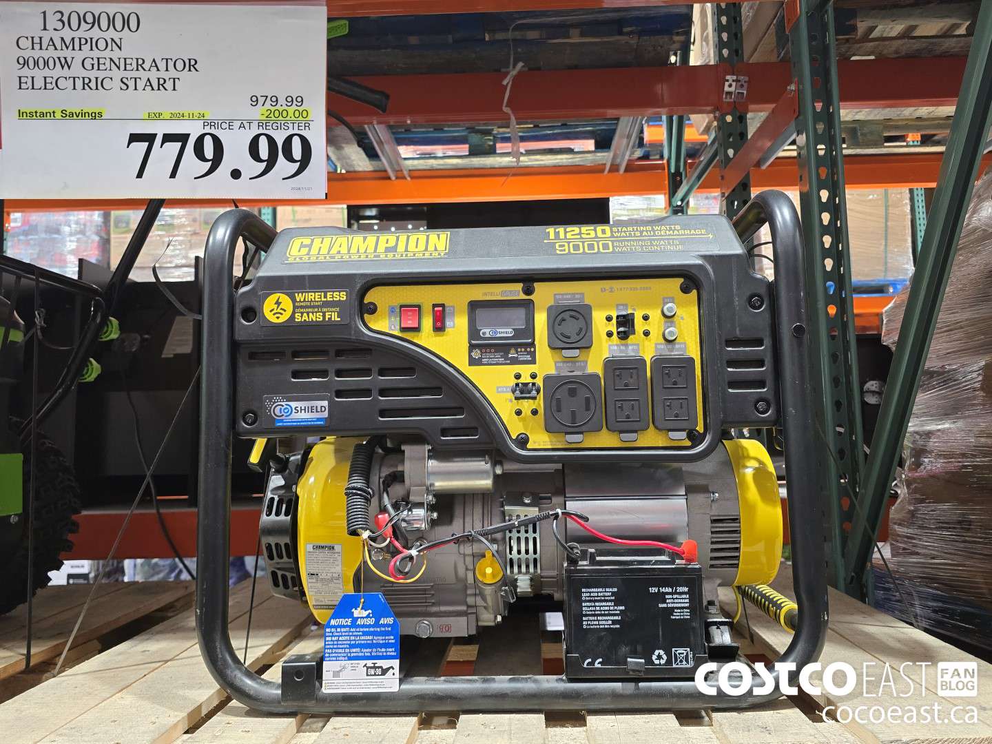 1309000 CHAMPION 9000W GENERATOR ELECTRIC START ($200.00 INSTANT SAVINGS EXPIRES ON 2024-11-24) $779.99