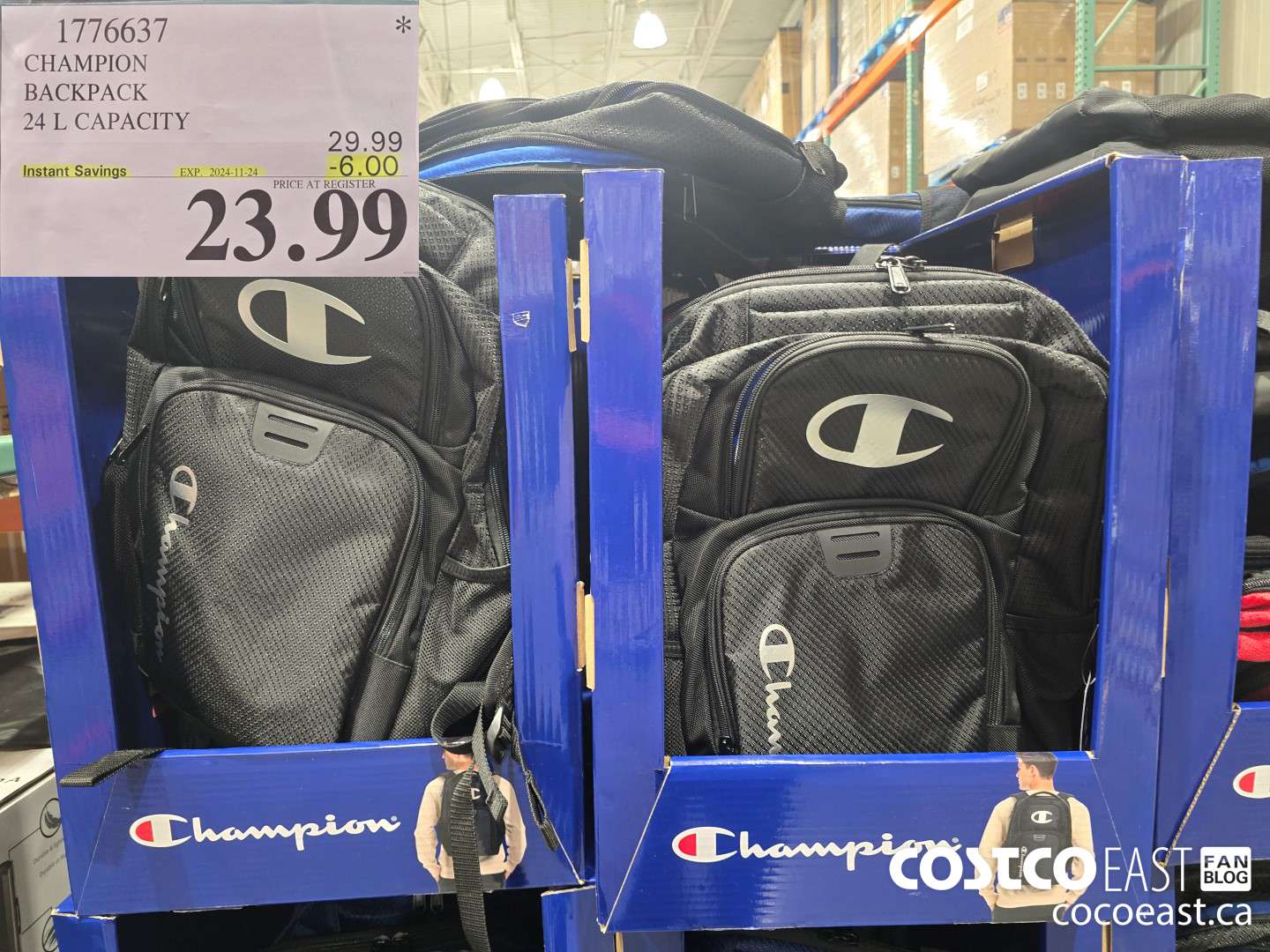 1776637 CHAMPION BACKPACK 24 L. CAPACITY  ($6.00 INSTANT SAVINGS EXPIRES ON 2024-11-24) $23.99