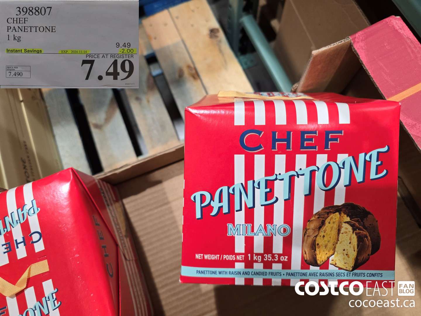 398807 CHEF PANETTONE 1 KG ($2.00 INSTANT SAVINGS EXPIRES ON 2024-11-14) $7.49
