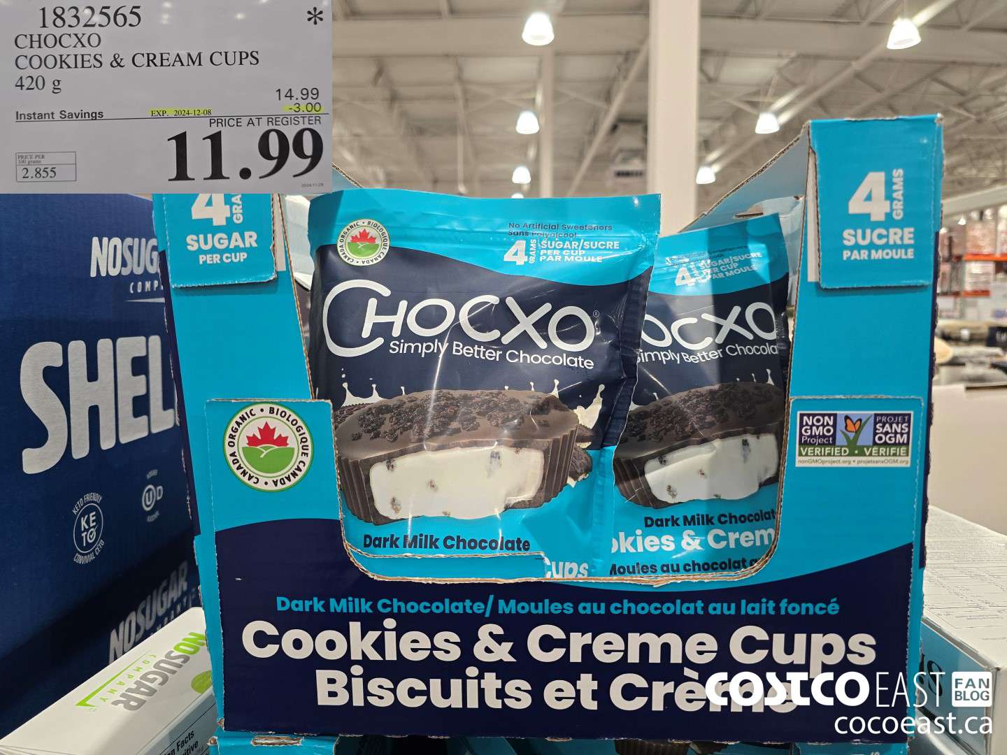 1832565 CHOCXO COOKIES & CREAM CUPS 420 g ($3.00 INSTANT SAVINGS EXPIRES ON 2024-12-08) $11.99