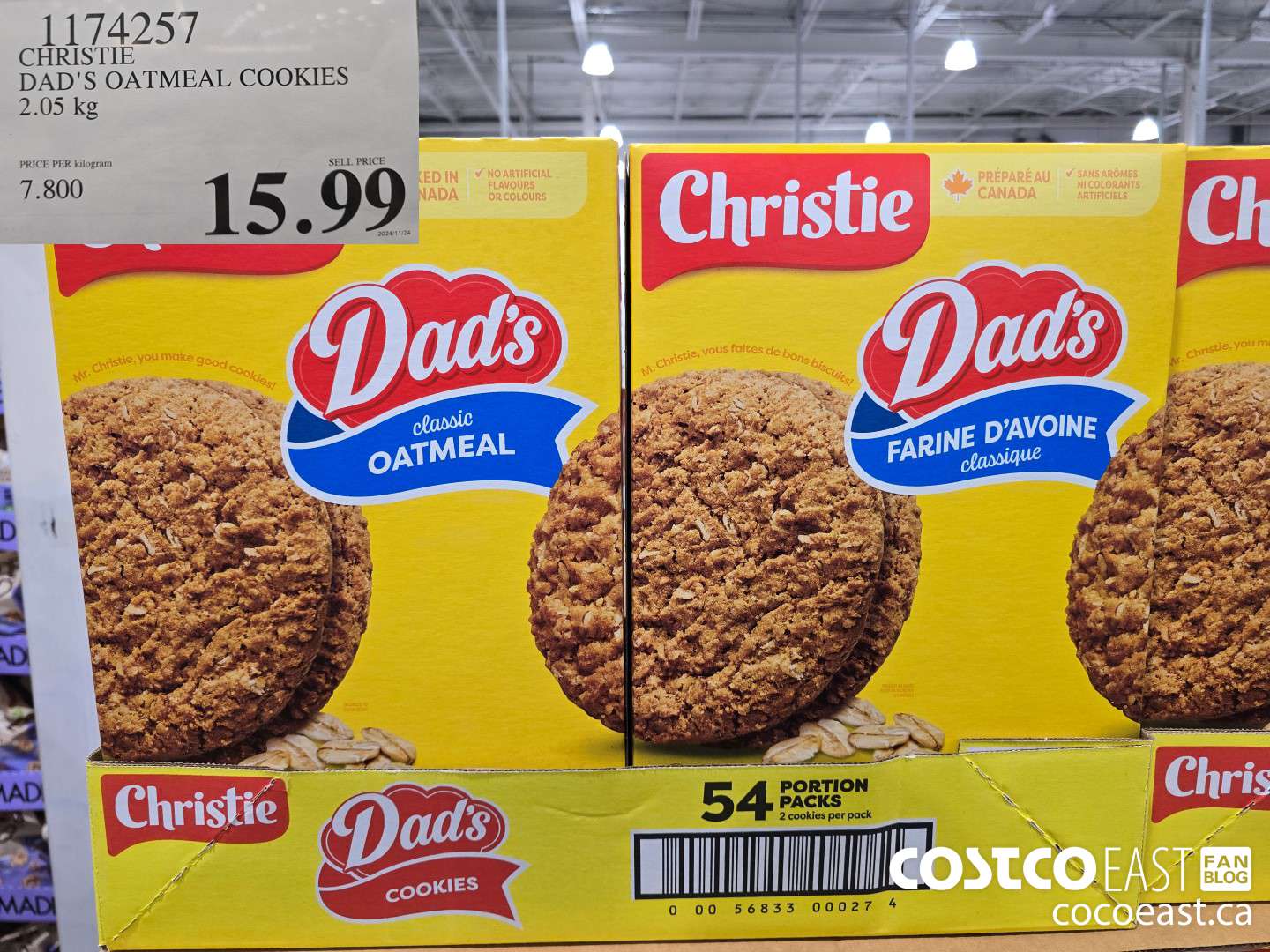 1174257 CHRISTIE DAD'S OATMEAL COOKIES 2.05 kg $15.99